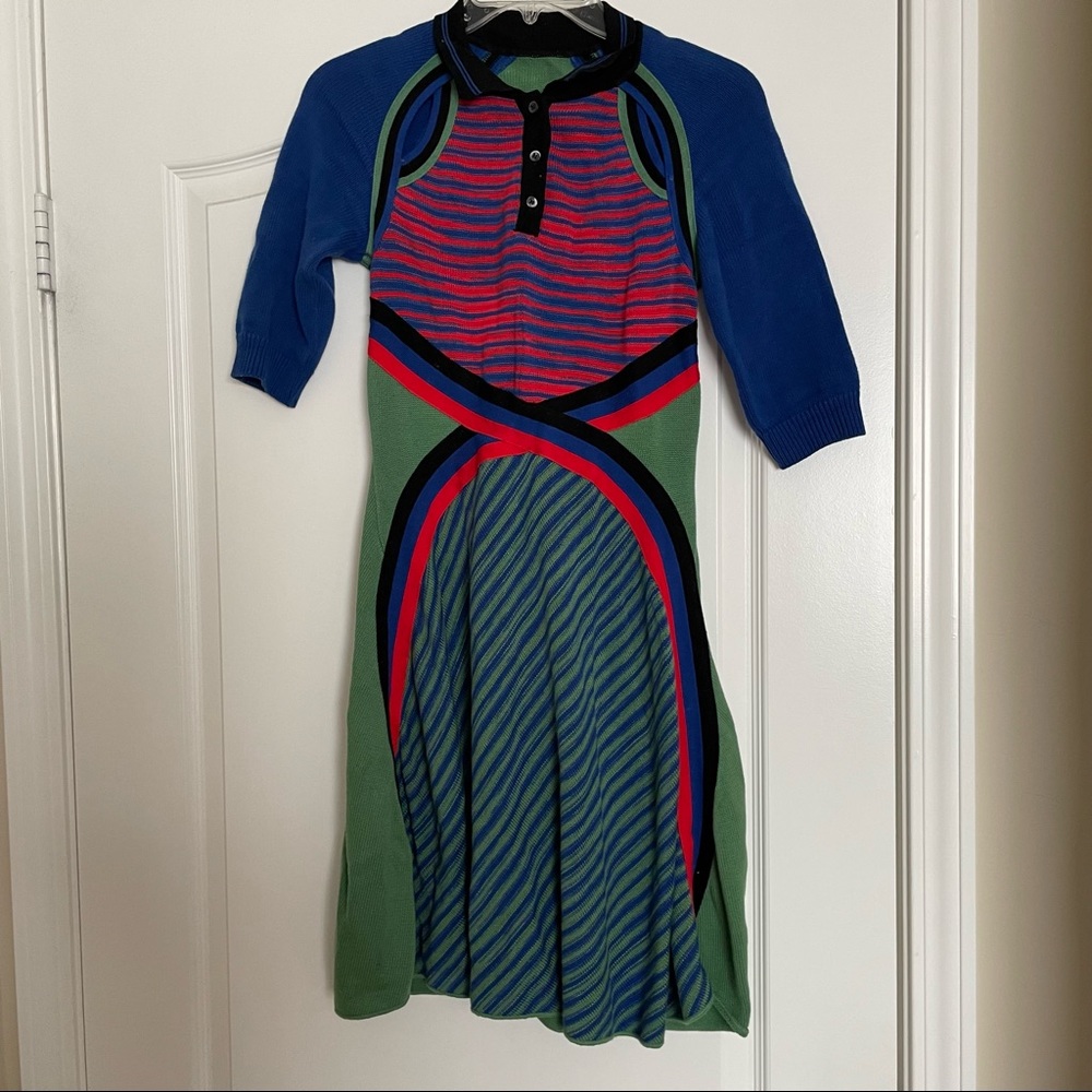 Missoni Blue Green Red Striped Midi Dress
